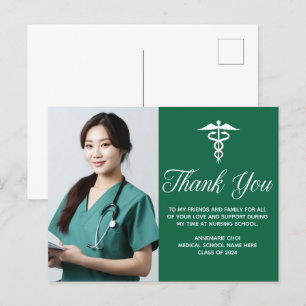 Carte Postale Vert blanc Médicale Caduceus Photo Merci