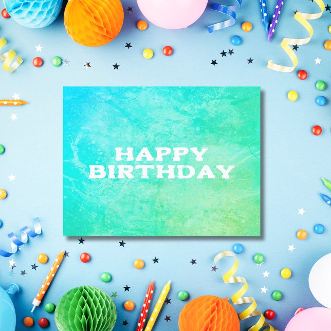 Carte Postale Vert Bleu Clair Joyeux Anniversaire Doux (Créateur téléchargé)