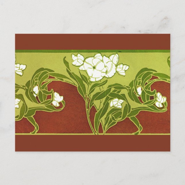 Carte Postale Vert et Brown de fleurs blanches (Devant)