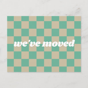 Carte Postale Vert Menthe Motif Carreaux Rétro Nous Avons Déména