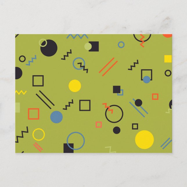 Carte Postale Vert, moderne, cool, tendance, urbain, Memphis mot (Devant)