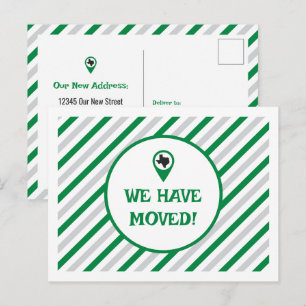 Carte Postale Vert Nous Avons Déménagé Rayé En Mouvement