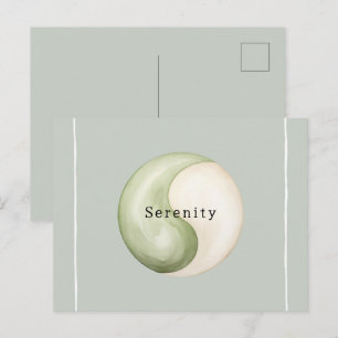 Carte Postale Vert olive Yin Yang Méditation Personnalisé 