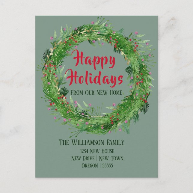 Carte Postale Vert poussiéreux Nouvelle maison Joyuses Fêtes (Devant)