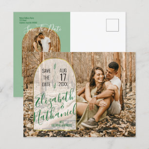 Carte Postale Vert sauge Enregistrez la date personnalisée Arche