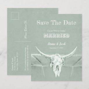 Carte Postale Vert sauge rustique blanc occidental en détresse v