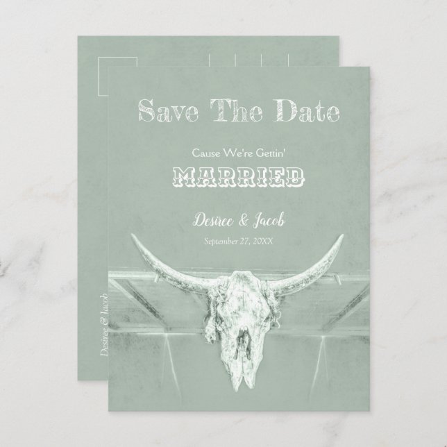 Carte Postale Vert sauge rustique blanc occidental en détresse v (Devant / Derrière)