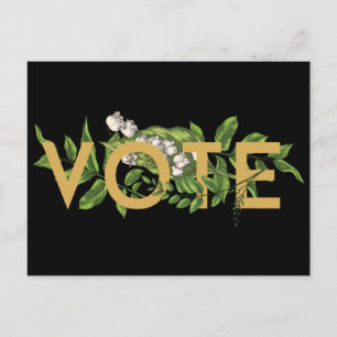 Carte Postale Vert vintage Floral Élégant Feminine Go Vote