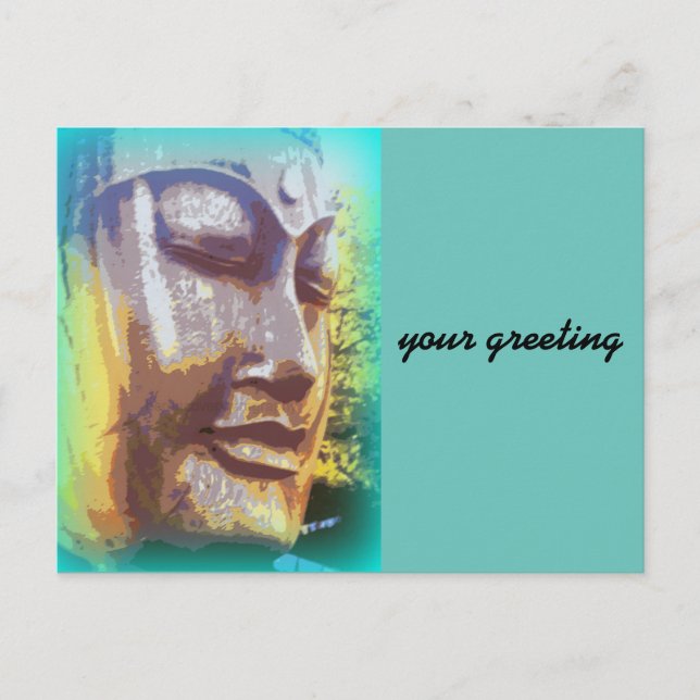 Carte Postale vert visage bouddha (Devant)