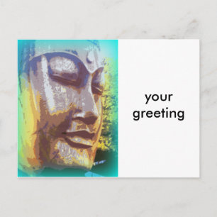 Carte Postale vert visage bouddha