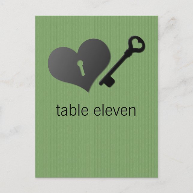Carte postale Verte Coeur Verte et Table Clé (Devant)