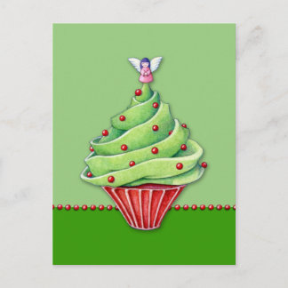 Carte postale verte Cupcake de Noël
