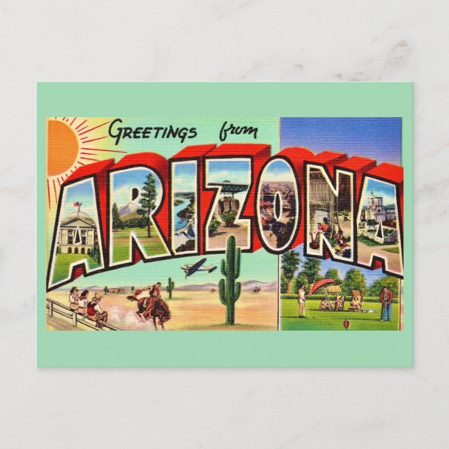 Carte postale verte rétro Arizona (Devant)