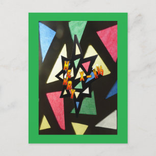 Carte postale verte Xmas Star Motif en verre