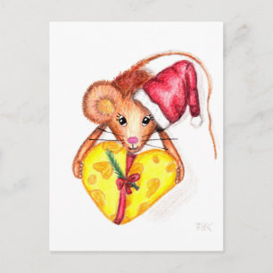 Carte postale verticale de la souris Noël