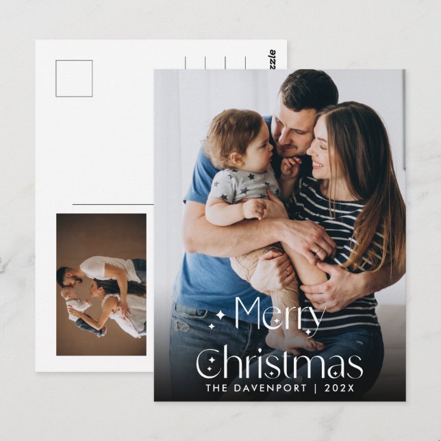 Carte postale verticale de Noël à la main classiqu (Devant / Derrière)