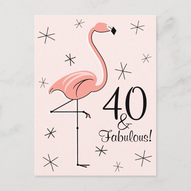 Carte postale verticale Flamant rose rose "40 et f (Devant)