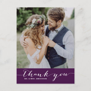 Carte postale verticale Mariage de script violet