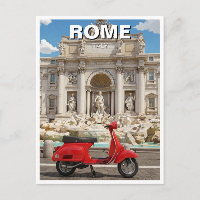 Carte Postale Vespa à Rome Italie (Devant)