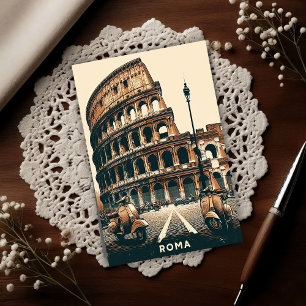 Carte Postale Vespa vintage de Rome et Colisée