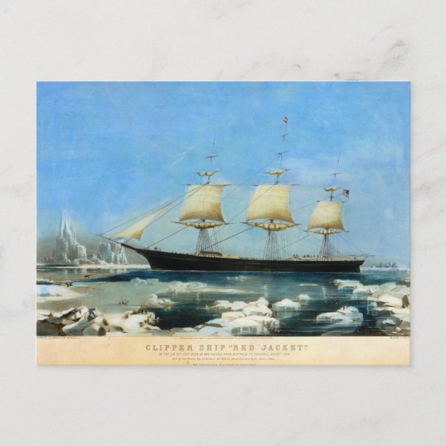 Carte Postale Veste rouge Clipper Ship 1854 (Devant)
