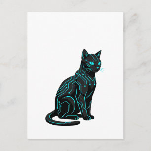 Carte Postale Vêtements de joueur de chat cyberpunk futuriste Cy