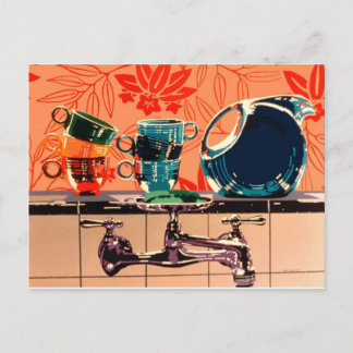 Carte Postale Vêtements de table et évier de cuisine