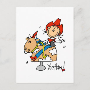 Carte Postale Vêtements et Cadeaux Cowgirl Stick Figure Yee Haw