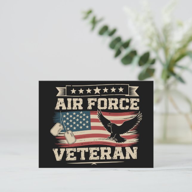 Carte Postale Veteran US Air Force American America Flag  (Debout devant)