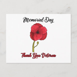 Carte Postale Veterans Day Pride USA Memorial Day Poppy Poppy