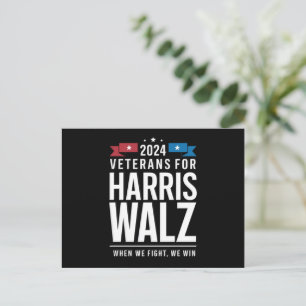 Carte Postale Vétérans pour Harris Walz 2024 Présidentielle 