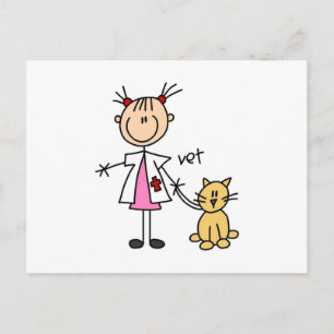 Carte Postale Vétérinaire bonhomme allumette