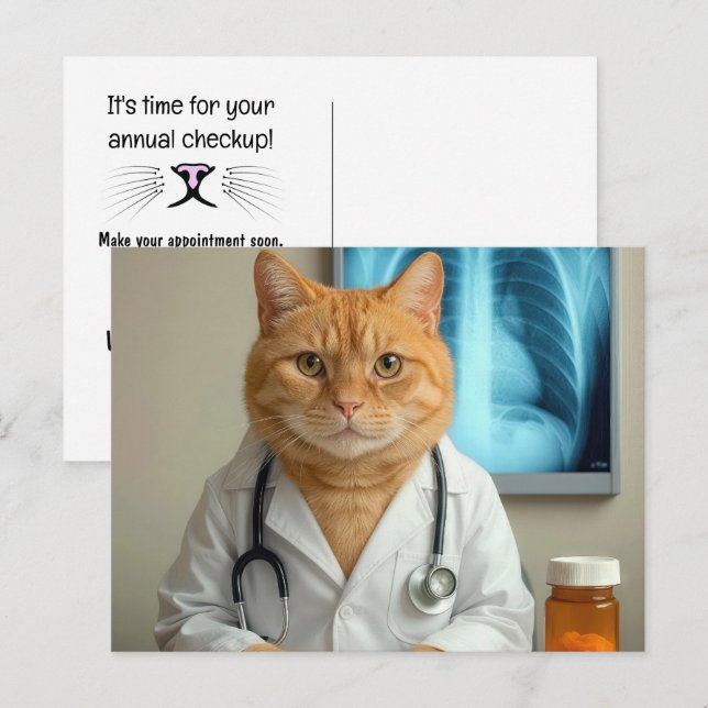 Carte Postale Veterinarian Cat With Stethoscope (Devant / Derrière)