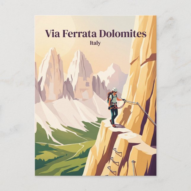 Carte Postale Via Ferrata Dolomites Italie (Devant)