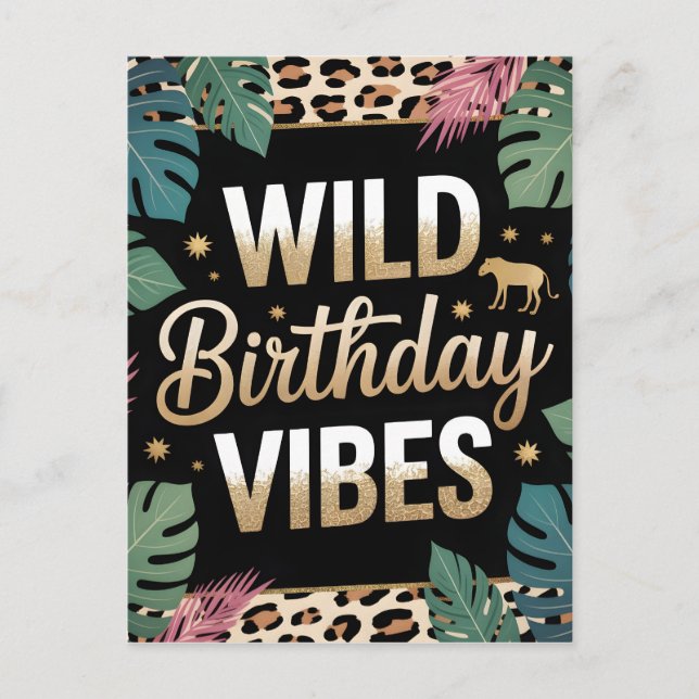 Carte Postale Vibes d'anniversaire sauvage Graphique : Thème Jun (Devant)