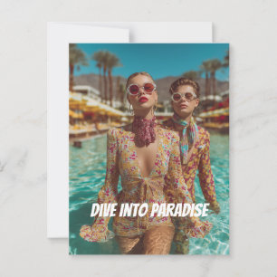 Carte Postale Vibes de la partie de la piscine tropicale Glam