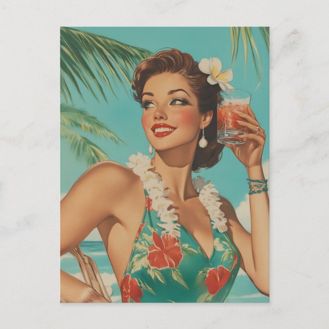 Carte Postale Vibes de paradis Vintage tropical (Devant)