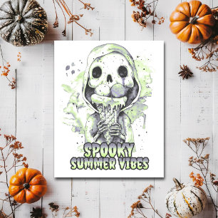 Carte Postale Vibes d'été effrayant Squelette Crème glacée Summe