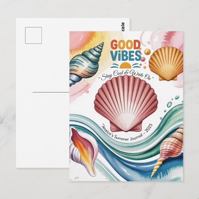 Carte Postale Vibes d'été Retro Beach Illustration (Devant / Derrière)