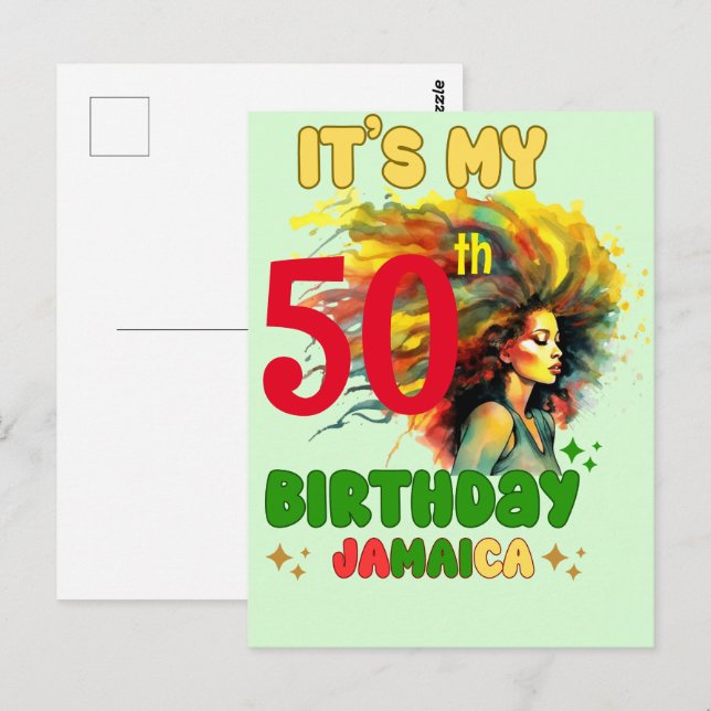 Carte Postale Vibes d'île Jamaïque Anniversaire Fille Groupe Con (Devant / Derrière)