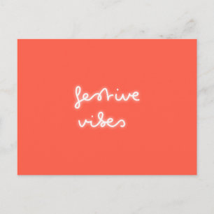 Carte Postale Vibes festives Neon moderne Lumière Rouge tendan
