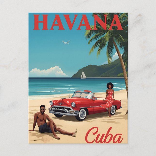 Carte Postale Vibes Rétro de la Plage de La Havane (Devant)