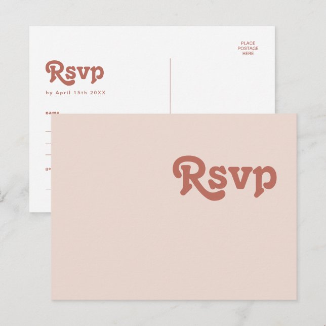 Carte Postale Vibes rétro simples | Blush Pink Song Request RSVP (Devant / Derrière)