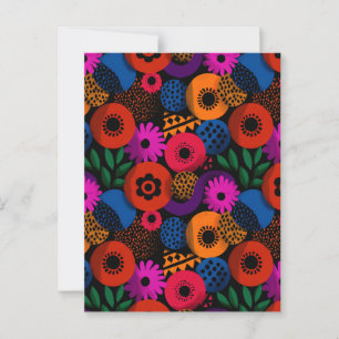 Carte Postale Vibrant Abstrait Floral et Motif géométrique