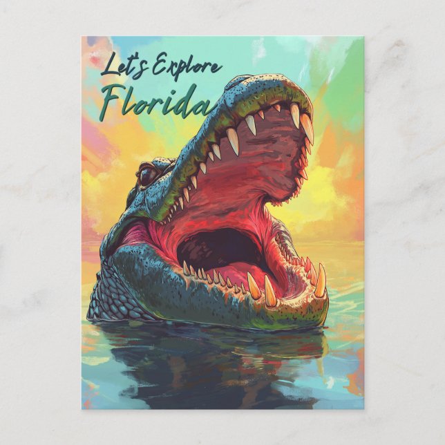 Carte Postale Vibrant Alligator Aventure en Floride (Devant)