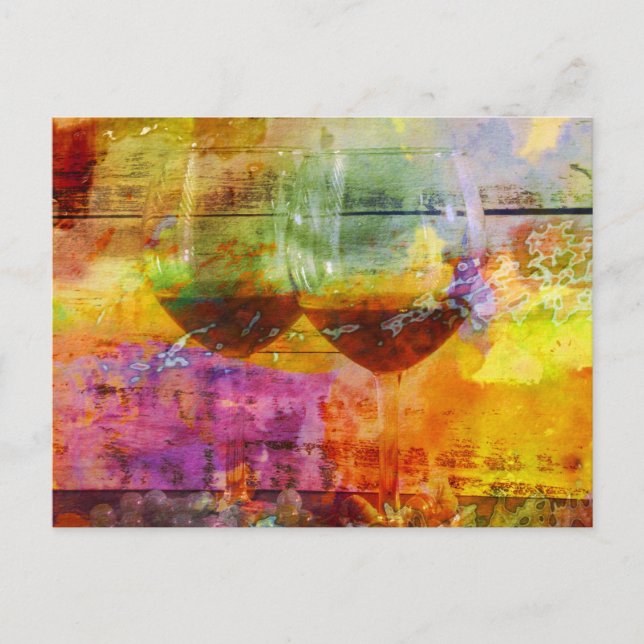 Carte postale Vibrant Art numérique à vin (Devant)