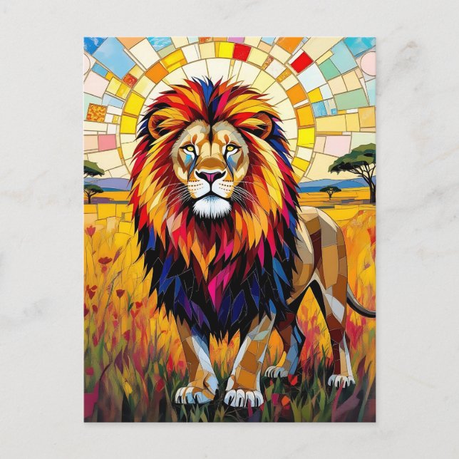 Carte Postale Vibrant coloré Lion Mosaic Blank (Devant)