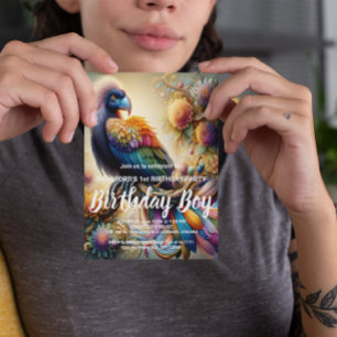 Carte Postale Vibrant Condor à Plumes Perché Sur Une Branche D'A