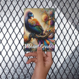 Carte Postale Vibrant Condor à Plumes Perché Sur Une Branche D'A