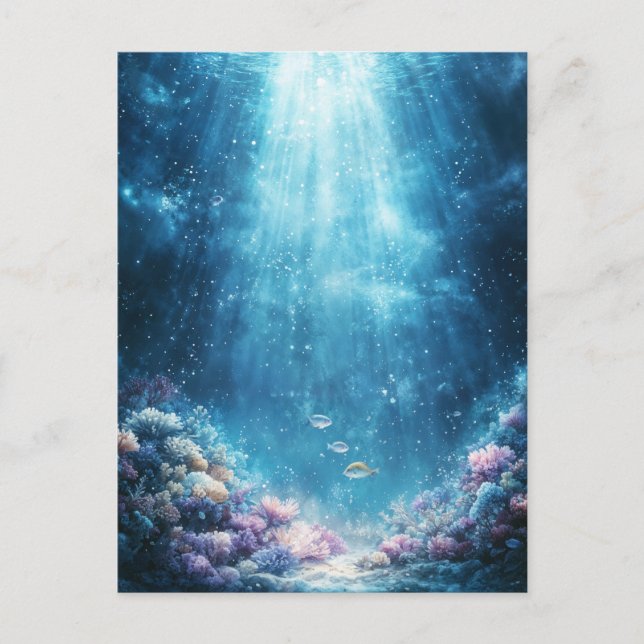 Carte Postale Vibrant Coral Reef and Underwater Sunlight Beams (Devant)